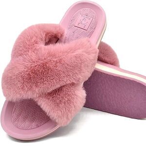 Pink  Fluffy  Slippers  - New